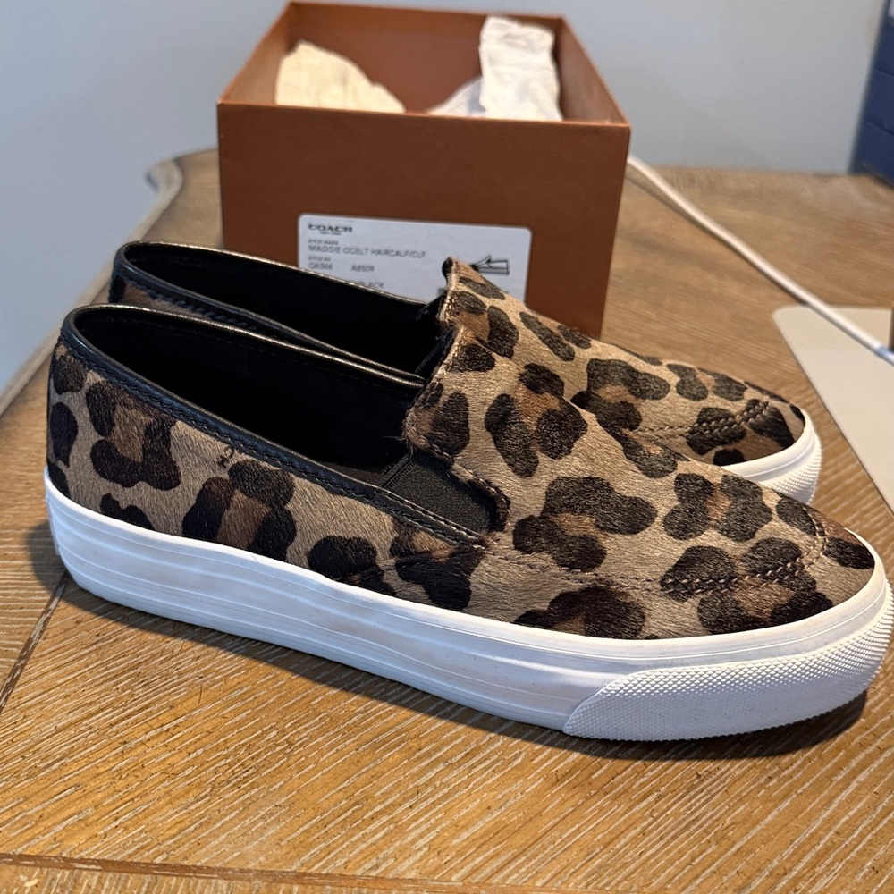 Coach Maggie Size 6M Ocelt Haircalf Slip on Shoes Q6366